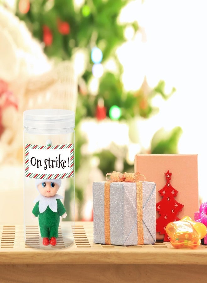 BkeeCten Funny Christmas Elf Carrier - Plastic Jar Container with Help Me & On Strike Labels for Elf on The Shelf, Holiday Tradition Decorations, Christmas Gift for Kids Family (Elf Not Included) - Image 3